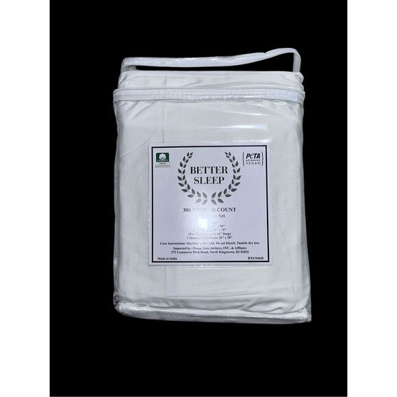 NEW IN PACKAGE BETTER SLEEP 100% LUXURIOUS Cotton PETA APPROVED VEGAN Crisp Whit - Picture 1 of 9